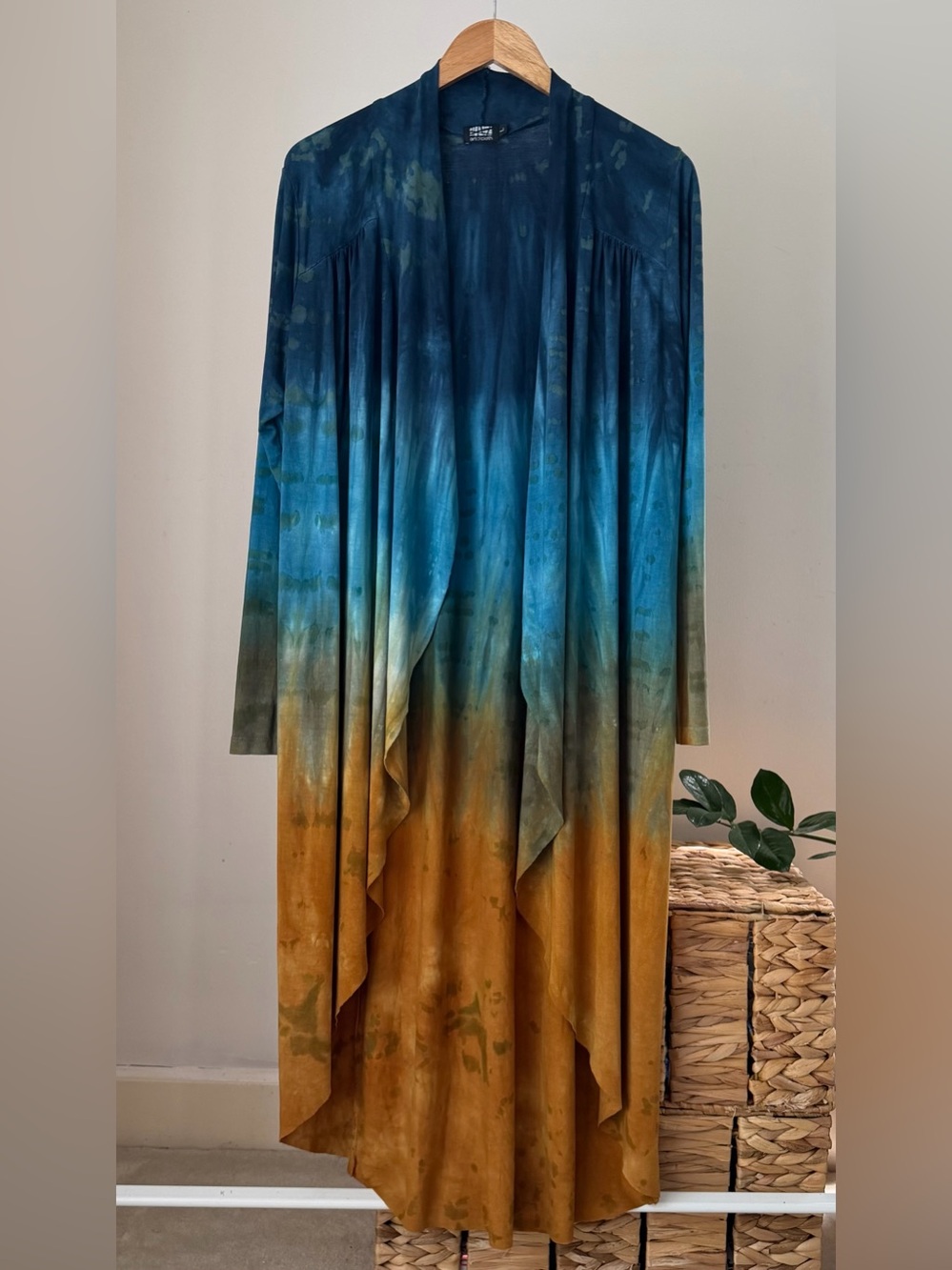 GORGEOUS Women's ART OF CLOTH Long Open Cardigan Sweater Tie-Dye Size Large L